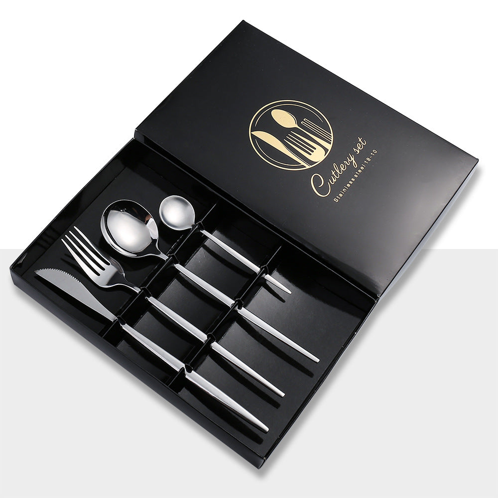 Stainless Steel Fork & Spoon Set, Mirror Finish, Boxed