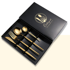 Stainless Steel Fork & Spoon Set, Mirror Finish, Boxed