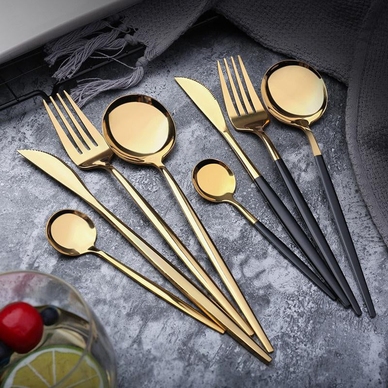 Stainless Steel Fork & Spoon Set, Mirror Finish, Boxed