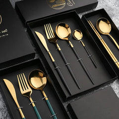 Stainless Steel Fork & Spoon Set, Mirror Finish, Boxed