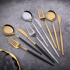 Stainless Steel Fork & Spoon Set, Mirror Finish, Boxed