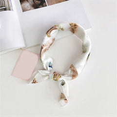 Classic Stripe Print Square Scarf Satin Bandana Neckerchief Women Silk Head Wrap
