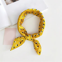 Classic Stripe Print Square Scarf Satin Bandana Neckerchief Women Silk Head Wrap