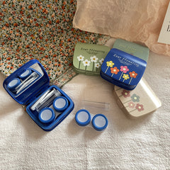 Floral Lens Case Mirror Tweezers Remover Tool Bottle for Travel
