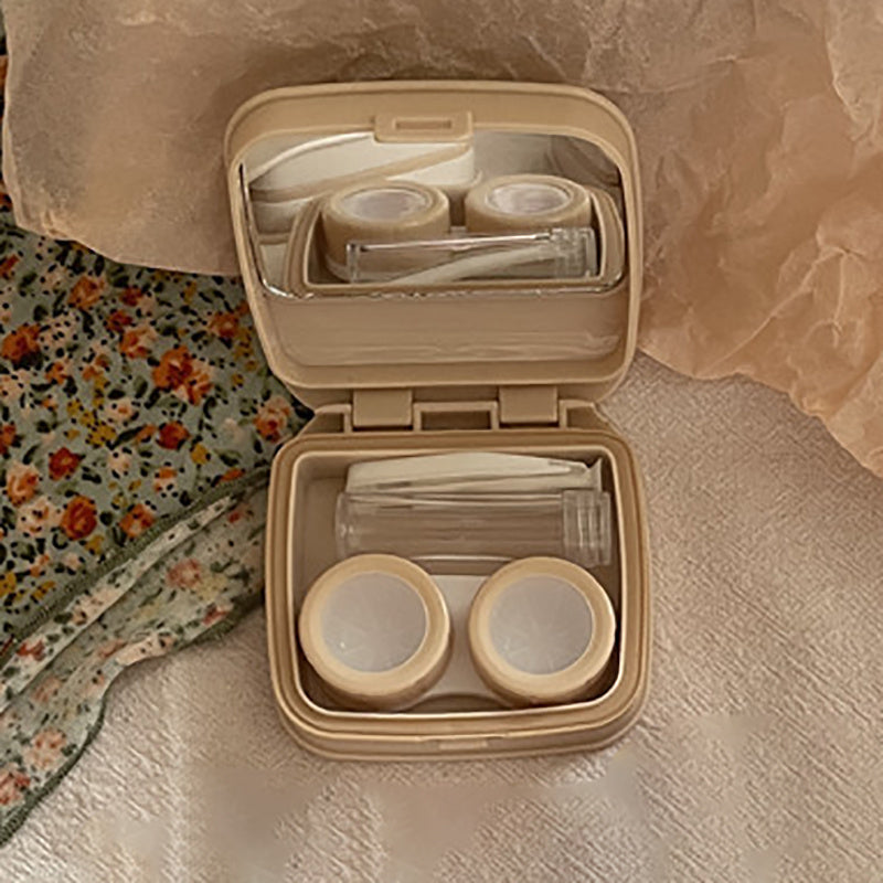Floral Lens Case Mirror Tweezers Remover Tool Bottle for Travel