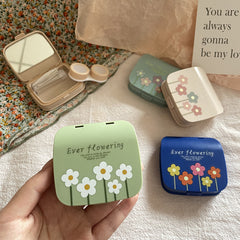 Floral Lens Case Mirror Tweezers Remover Tool Bottle for Travel