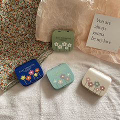 Floral Lens Case Mirror Tweezers Remover Tool Bottle for Travel