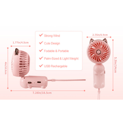 Portable Mini Handheld Fan USB Rechargeable 3-speed Gears
