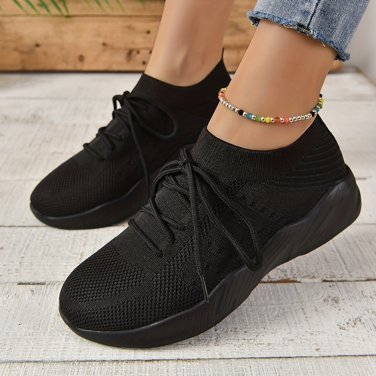 Breathable Mesh Sneakers Flat Sports Fitness Running Shoes Women's Casual Shoes