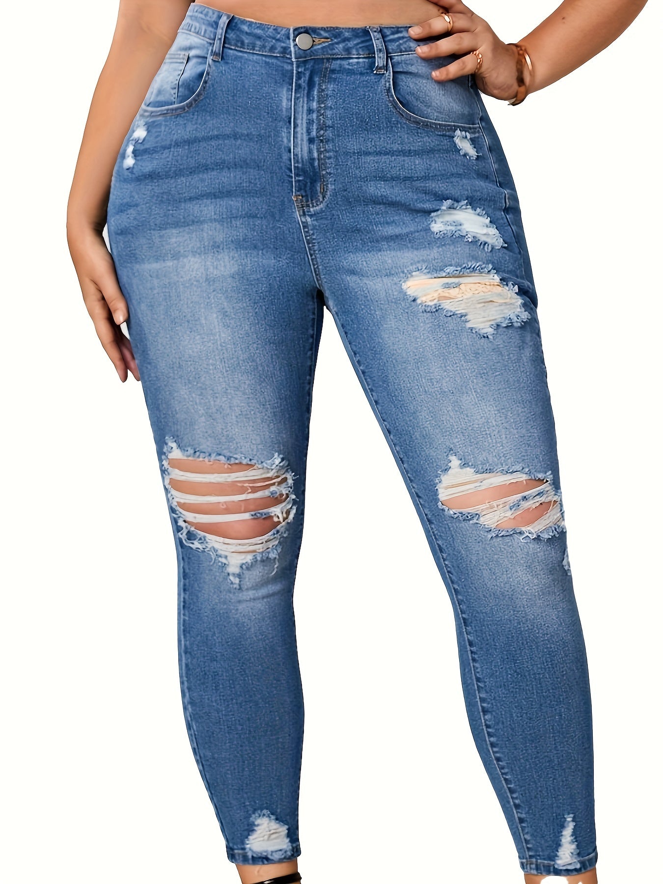 Women's Ripped High Rise Skinny Jeans