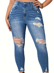 Women's Ripped High Rise Skinny Jeans