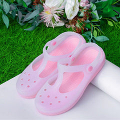Women's PVC Beach Slides Hole Slippers Round Toe Cutout Sandals
