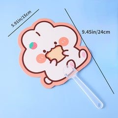 Cartoon Handheld Fan Portable Manual Kitten Fan Outdoor Cooling