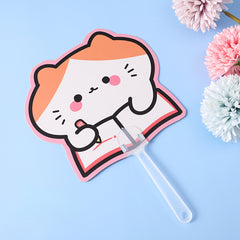 Cartoon Handheld Fan Portable Manual Kitten Fan Outdoor Cooling