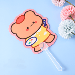 Cartoon Handheld Fan Portable Manual Kitten Fan Outdoor Cooling