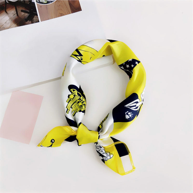 Dotted Block Satin Silk Scarf Bandana Neck Wrap Women Head Shawl