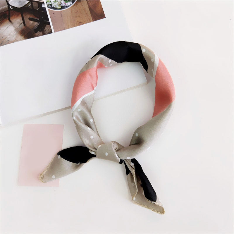 Dotted Block Satin Silk Scarf Bandana Neck Wrap Women Head Shawl