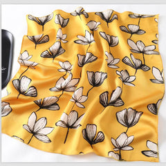 Cartoon Sheep Print Square Scarf Satin Bandana Neckerchief Women Silk Head Wrap