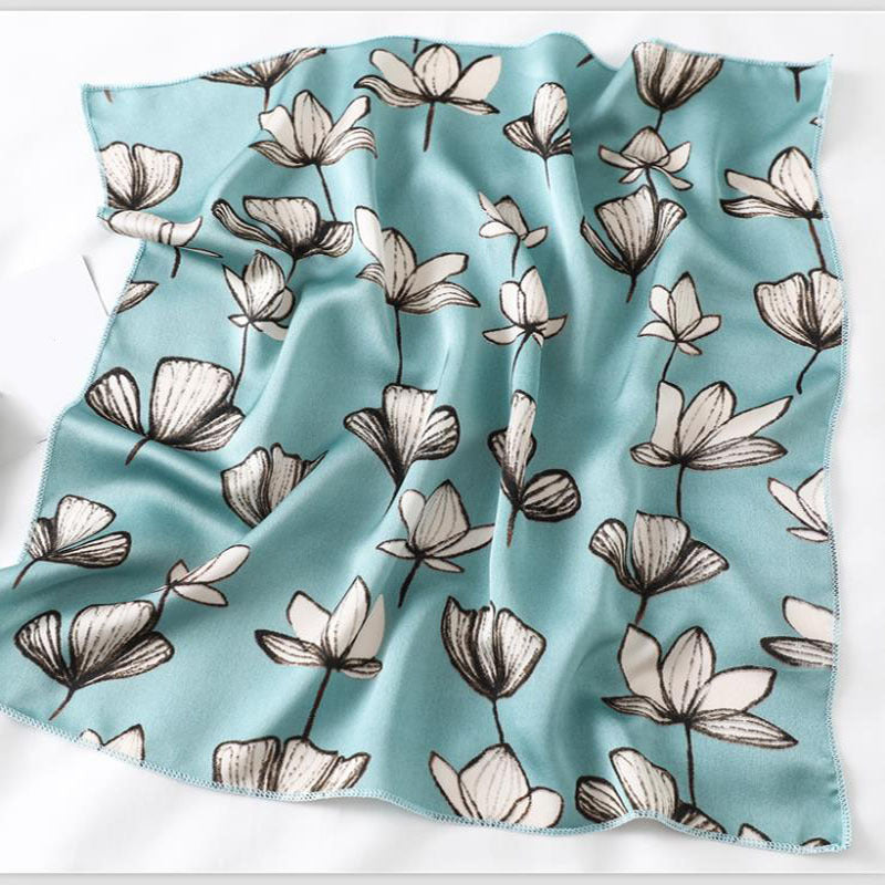 Striped Silk Square Scarf Women Neck Wrap Headband