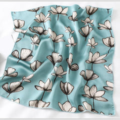 Striped Silk Square Scarf Women Neck Wrap Headband