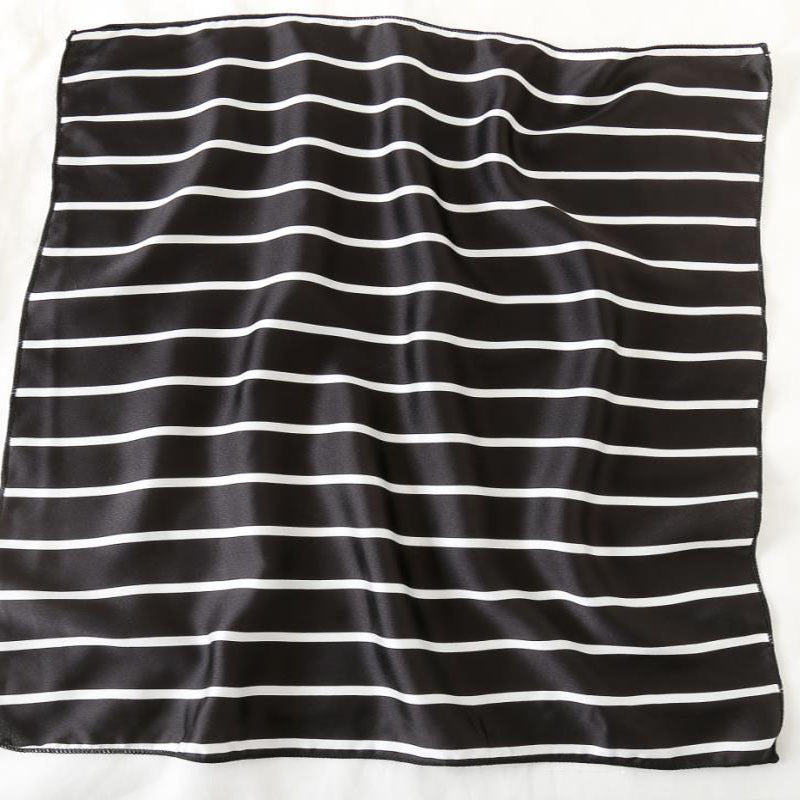 Striped Silk Square Scarf Women Neck Wrap Headband