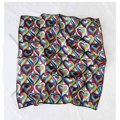 Striped Silk Square Scarf Women Neck Wrap Headband