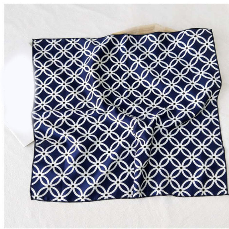 Striped Silk Square Scarf Women Neck Wrap Headband