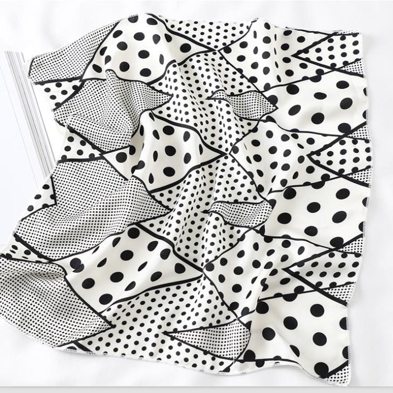 Striped Silk Square Scarf Women Neck Wrap Headband
