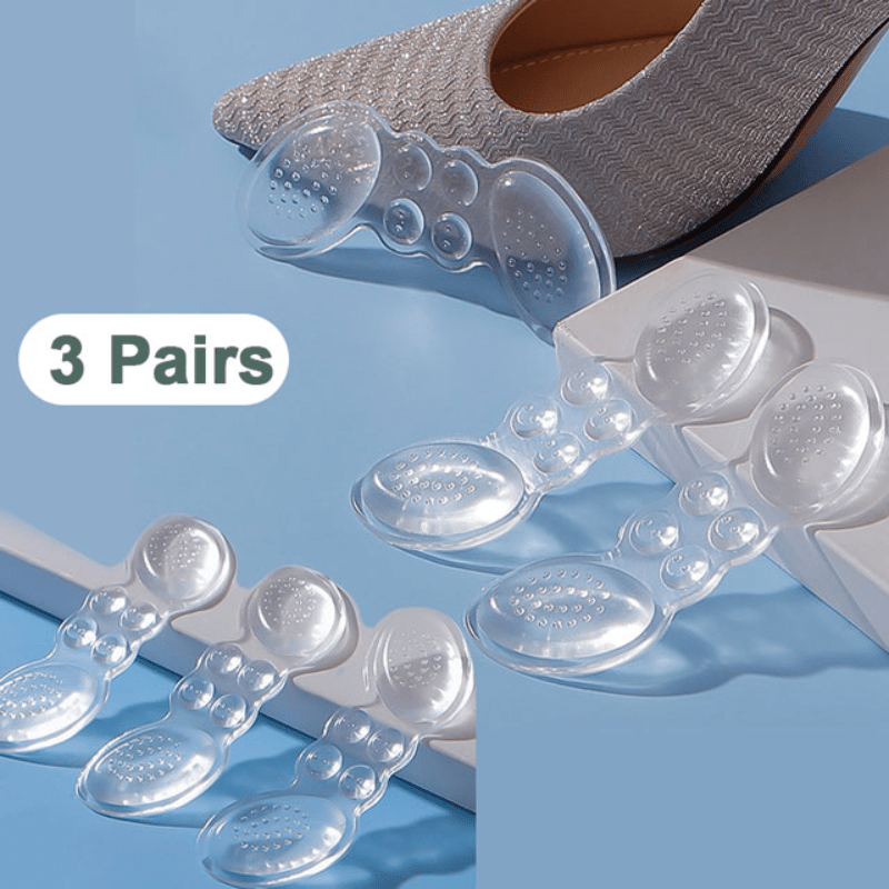 3 Pairs Gel Heel Cushions Clear Silicone Anti Slip Pads for High Heels
