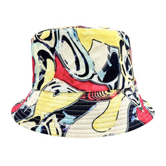 Abstract Graffiti Printed Bucket Hat Hip Hop Breathable Basin Hat Unisex Sunscre