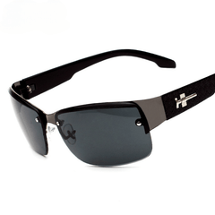 Men's Square Frame Metal Rimless Sports Sunglasses with Case