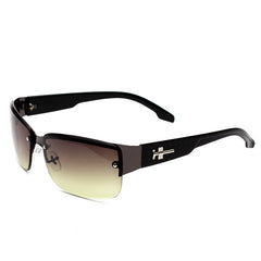 Men's Square Frame Metal Rimless Sports Sunglasses with Case