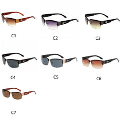 Men's Square Frame Metal Rimless Sports Sunglasses with Case