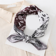 Paisley Print Square Scarf Satin Bandana Head Wrap Necktie Women Silk