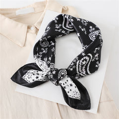 Stars Print Square Scarf Satin Bandana Neckerchief Women Silk Head Wrap
