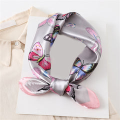 Butterfly Print Square Scarf Bandana Neckerchief Women Head Wrap