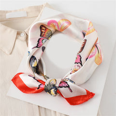 Butterfly Print Square Scarf Bandana Neckerchief Women Head Wrap