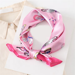 Butterfly Print Square Scarf Bandana Neckerchief Women Head Wrap