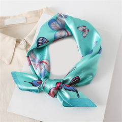 Butterfly Print Square Scarf Bandana Neckerchief Women Head Wrap