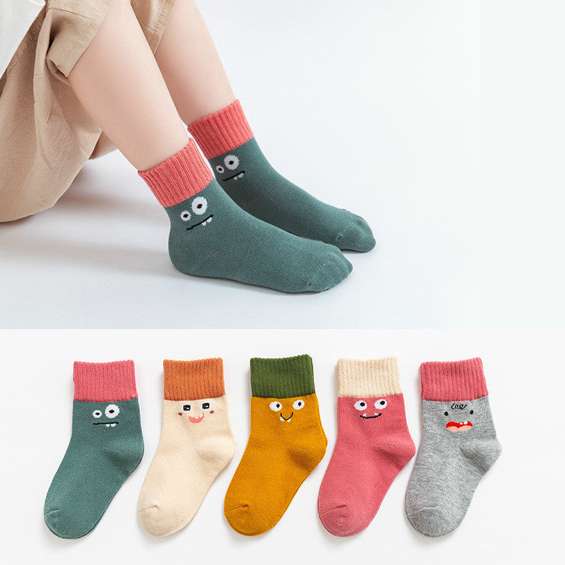 5 Pairs Girls Colorful Short Crew Socks for Kids