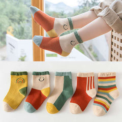 5 Pairs Girls Colorful Short Crew Socks for Kids