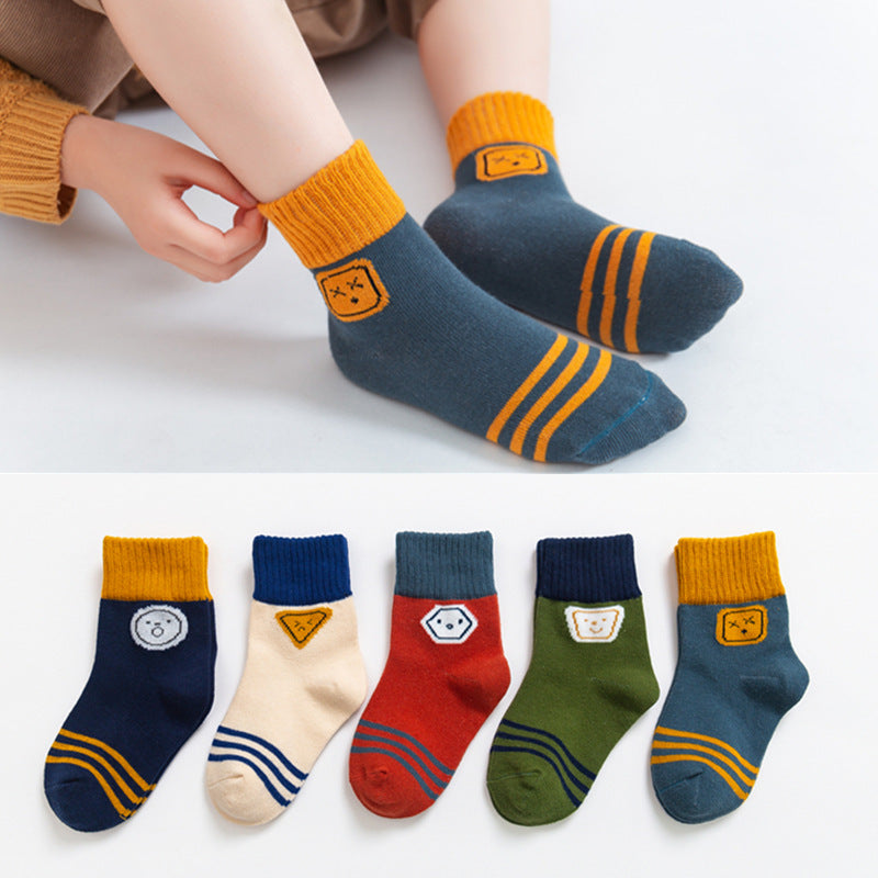 5 Pairs Girls Colorful Short Crew Socks for Kids