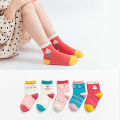 5 Pairs Girls Colorful Short Crew Socks for Kids