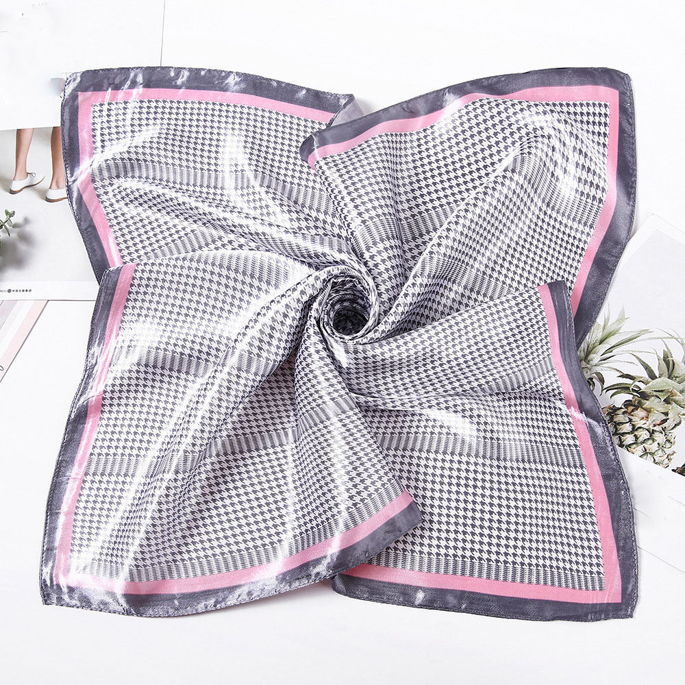 Houndstooth Print Square Scarf Bandana Women Headwrap
