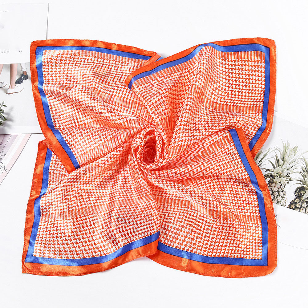 Houndstooth Print Square Scarf Bandana Women Headwrap