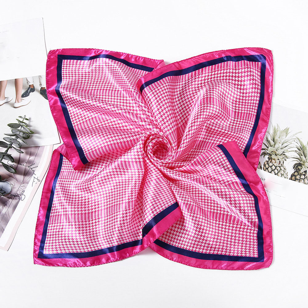Houndstooth Print Square Scarf Bandana Women Headwrap