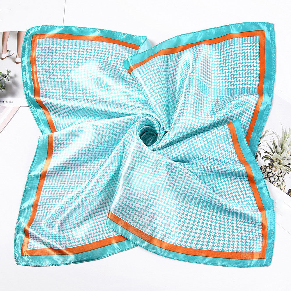 Houndstooth Print Square Scarf Bandana Women Headwrap