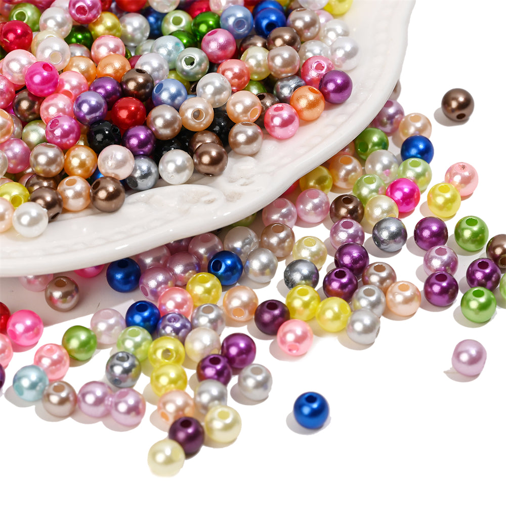 200pcs 6mm Multicolor Pearl Beads Round Spacer Beads Jewelry Making Crafts