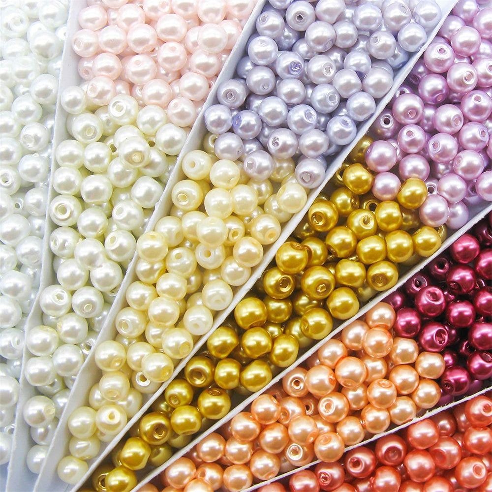 200pcs 6mm Multicolor Pearl Beads Round Spacer Beads Jewelry Making Crafts