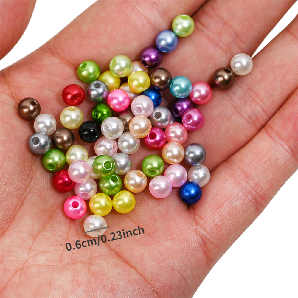 200pcs 6mm Multicolor Pearl Beads Round Spacer Beads Jewelry Making Crafts